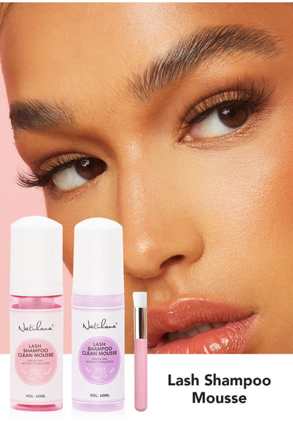 Natuhana 60ml Wimpernverlängerung Shampoo Mousse – Lash Reinigungsschaum für falsche Wimpern, sanfte & nicht-reizende Make-up-Tool
