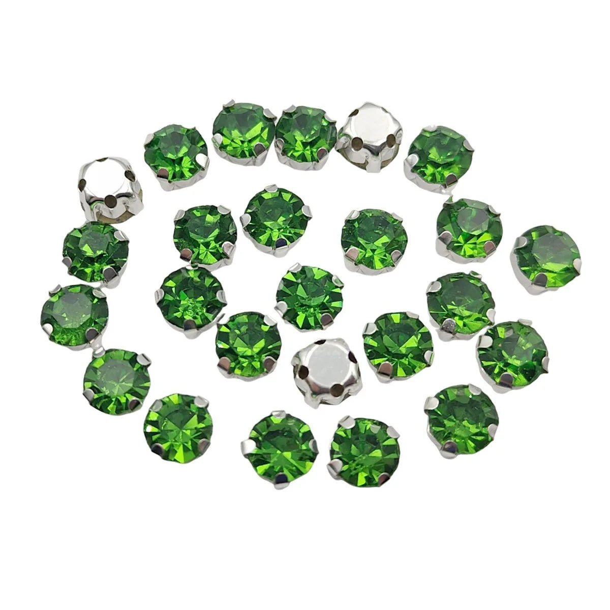 Rundglas-Rheinsteine mit Claw – Silber-Basis-Sew-On Kristalle für Kleidung, Schuhe und Handwerk