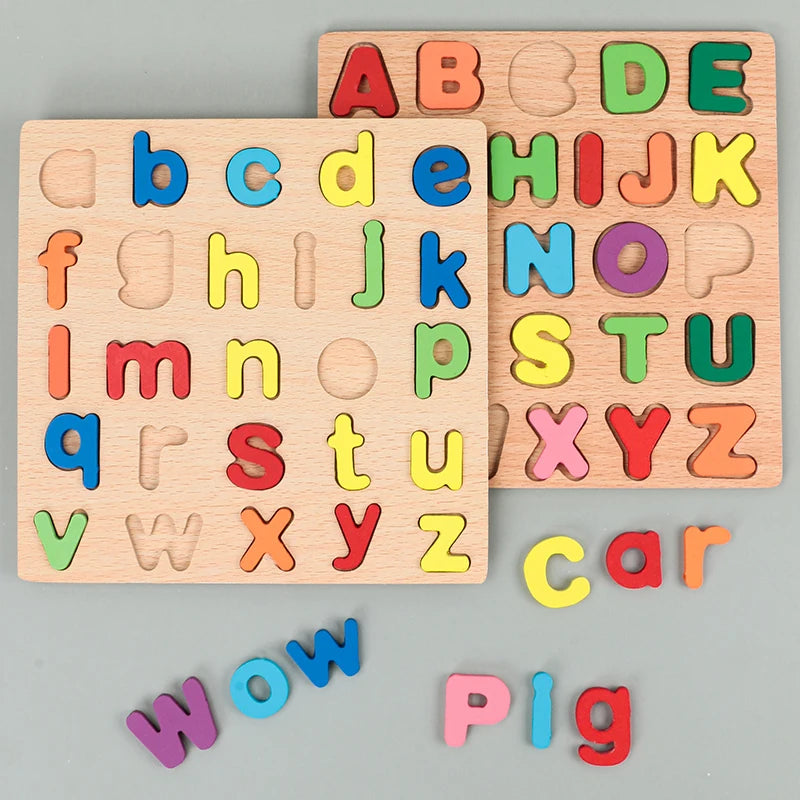 Kinder Alphabet & Zahl Holz Puzzle - Montessori Vorschule pädagogisches Spielzeug