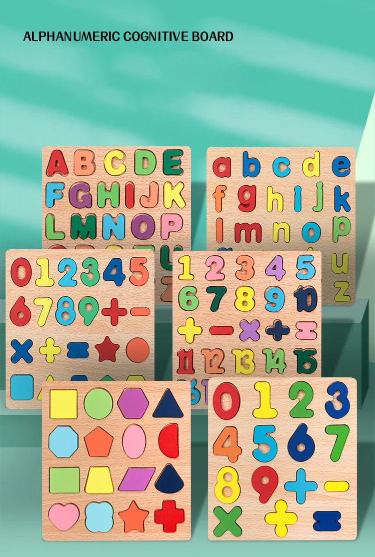 Kinder Alphabet & Zahl Holz Puzzle - Montessori Vorschule pädagogisches Spielzeug