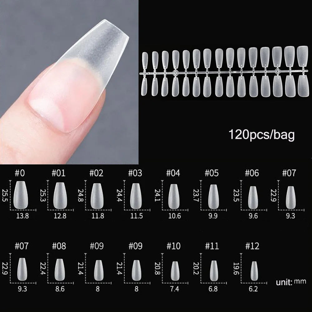 120PCS Matte Press-On Nail Tips – Soft Full-Cover Oval Almond False Nails für DIY Maniküre