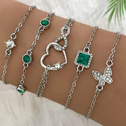5pcs Vintage Strass Armband Set – Infinity & Geometrische Designs, Modeschmuck für Frauen, perfektes Geschenk & Freizeitbekleidung